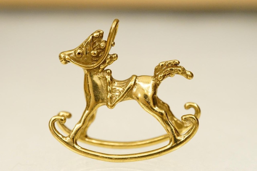 Vintage Costume Jewelry Dan Riccio Rocking Horse Christmas Necklace Pendant