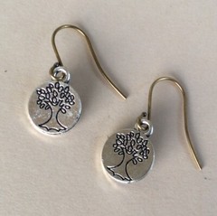NEW HANDMADE SILVER 925 ANTIQUE GOLD PLATED SUNDANCE CHARM EARRINGS TREE OF LIFE