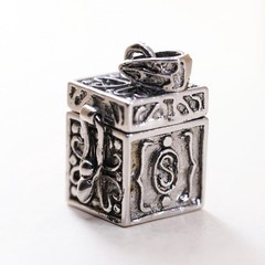 vintage Sterling silver handmade prayer box pendant, 925 prayer locket charm