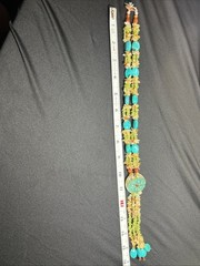 Handcrafted Boho Gemstone Lariat: Peridot Citrine Turquoise Flower Pendant 101