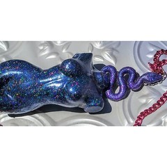 Handmade LARGE Resin Holo Goddess Snake Medusa Pendant Necklace