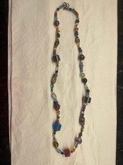 MULTICOLOR ARTISAN MIXED MEDIA BEADED NECKLACE GLASS, STONE & CERAMIC BEADS, 30″