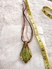 Hand Blown Murano Style Glass,Brown Pendant Necklace oblong Shape.41