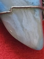 Blue Agate Stone Wire Wrapped Pendant Necklace Adjustable Black Cord
