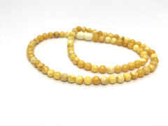 AMBER NECKLACE Gift Egg Yolk Round Beads Yellow Mat Baltic Amber Bead 7,8g 12799