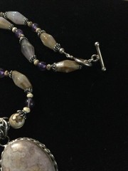 Sterling Silver Dendritic Agate Pendant Amethyst Jasper Artisan Necklace 925