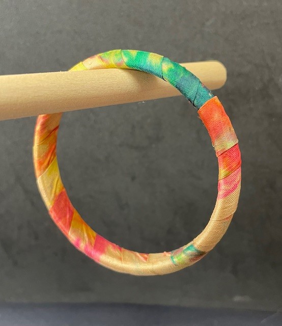 Silk Fabric Bangle Bracelets Handmade 7 3/4″ Blue Red Purple Turquoise OOAK