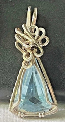 Artisan Blue Topaz Silver Tone Wire Wrapped Pendant