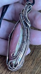 Natural Peruvian Pink Opal ~ Handmade copper wire wrapped pendant 14a