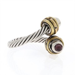 Vtg 925 Sterling Silver Garnet Handmade Modernist Abstract Art Taxco Ring Mexico
