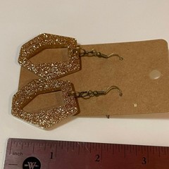Handmade epoxy resin retro shape dangle earrings gold glitter geometric dangle