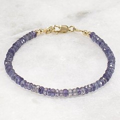 3–3.5mm Iolite Bracelet, Faceted Rondelle, 14k Gold Filled