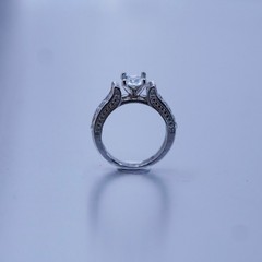 Size 7, vintage Sterling 925 silver handmade engagement ring with cluster Cz
