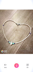 Ocean pearl chocker with turquoise, cobalt blue beads & protection crystal!