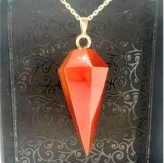 Natural Orange Aventurine Gemstone Rock Reiki Chakra Pendant & Silver Necklace