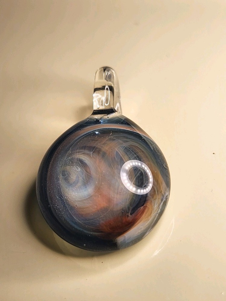 2000’s Handblown Glass Blue Heady Swirl Galaxy Pendant