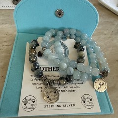 TJazelle, «Family» & «brotherly love» sterling silver charm bracelets- 3 STACK