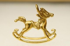 Vintage Costume Jewelry Dan Riccio Rocking Horse Christmas Necklace Pendant