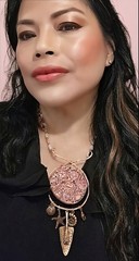 SEALIFE: Genuine Thulite & Pink Opal In Artisan Assemblage Copper Necklace