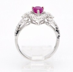 18k Solid White Gold Natural Diamond & Pear Shape Ruby Ring 1.68 ct Cocktail