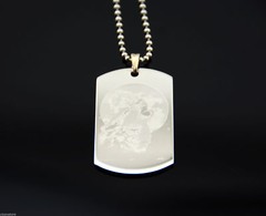 Howling Wolf Moon Custom Engraved Dog Tag Pendant Necklace