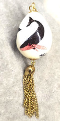 Vintage Hand Painted Quail Egg Pendant Whale Design Artist Signed Molokai 2000