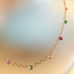 Tourmaline Necklace Rainbow Gemstone Briolettes Handmade NEW