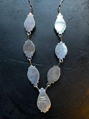 Pink Conch Lariat Necklace | Teardrop Station Drop | 925 Silver E586