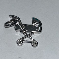 New Sterling silver handmade charm pendant, 925 baby stroller cart