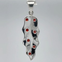 Red Round GARNET Leaf Pendant 925 STERLING SILVER Necklace Natural Gemstone 903e