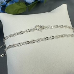 Sterling Silver Necklace Chain. 3 by 3.5 mm Flat Oval Cable Link (16″-36″)