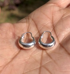 925 Sterling Silver Handmade Small Hoop Earrings, Huggies, Kundal, 14mm, 1.5 gm