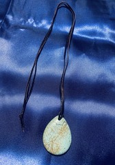 34” Black/brown Suede Necklace with 2” Faux Turquoise Howlite Prendant