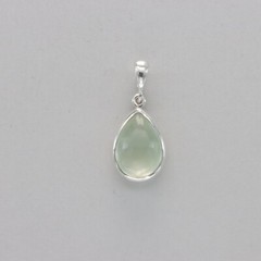 Green Drop / Pear / Teardrop PREHNITE Pendant 925 STERLING SILVER Natural #64e