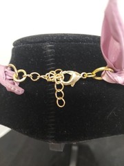 Scarf Necklace With Beautiful Rhinestone Pendant. Scarf Is Pink & White.