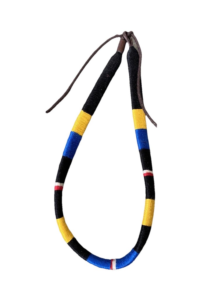 Woven Striped Blue Yellow Black Collar Necklace