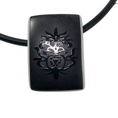 ZEMA Hand-Made Fine Porcelain Pendant Necklace Rectangular Matte Black