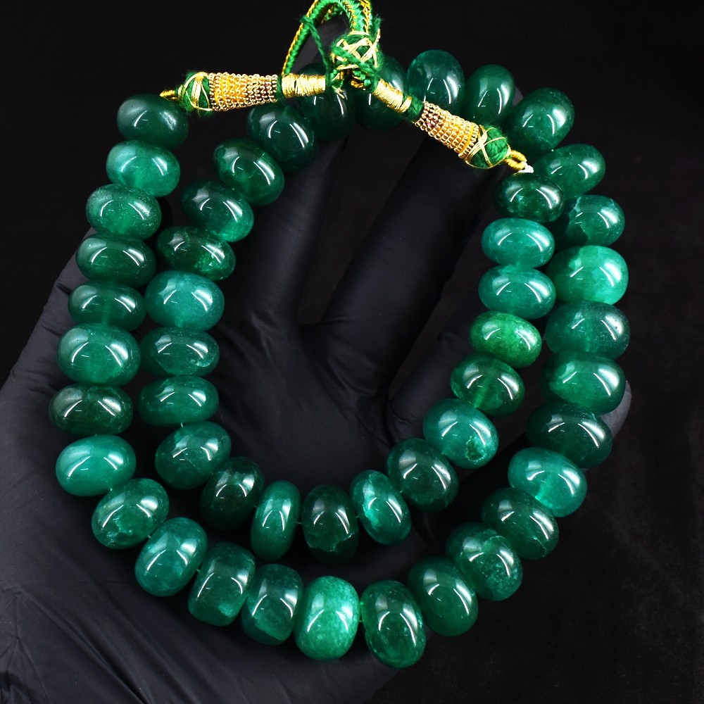 Awesome Green Emerald 1022.00 Cts Wonderful Beaded Necklace Jewelery RK 26 E738