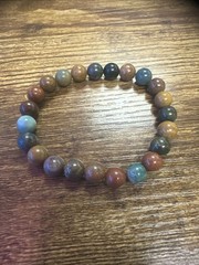 Natural Ocean Jasper Beaded Stretch Bracelet 8mm Rare Madagascar Orbicular Stone
