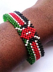 Wrist Band Bracelet Maasai Beaded Kenyan Flag African Women/ Kid sizes Fun 7″ #1
