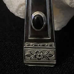 HandMade From Silver Played VTG spoon.SilverBezel w/black Onyx Stone 2 1/4”x5/8”