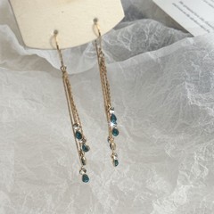 1 Pair Long Water Drop Synthetic Zirconia Ear Thread Earrings Gift Jewelry