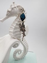 925 Sterling Silver 2CT Blue Apatite Winged Fairy Pendant for Women