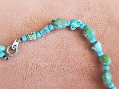 GENUINE STONE NECKLACE, 18 INCHES LONG, HAND-MADE, 10mm NATURAL TURQUIOSE
