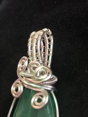 SA1005 – Wire Wrapped Green Dragon Vein Agate Marquise Pendant