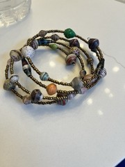 Recycled Paper Bead Boho Wire Wrap Bracelet