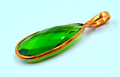Handmade Copper Designer Omega Bezel Pendant With Faceted Hydro Peridot Quartz