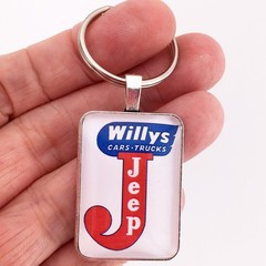 Vintage Willys Jeep J Shape Dealer Sign Cars Trucks Logo 1 x 1.25 Keychain