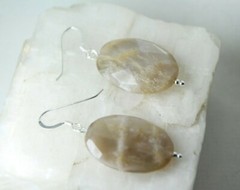Moonstone White 18 x 25mm Faceted Oval Gemstone Sterling Silver Earrings 1 3/4″