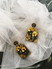 Polymer Clay Earrings Gold/brown/bronze/arch